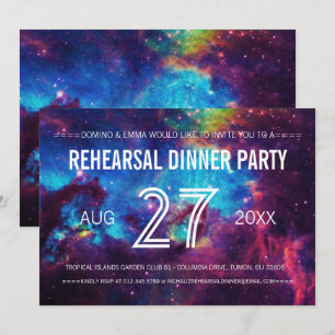 Invitation Dîner de répétition Mariage Galaxy coloré