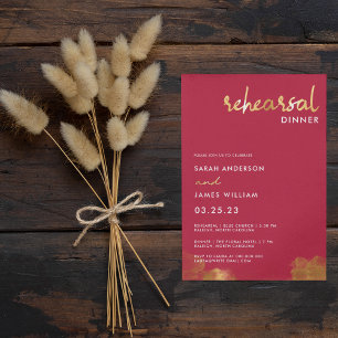 Invitation Dîner de répétition Mariage Gold Pink