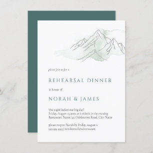 Invitation Dîner de répétition Mariage Green & White Mountain