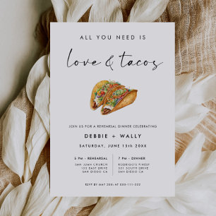 Invitation Dîner de répétition Mariage Love and Tacos
