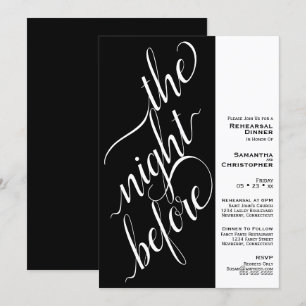 Invitation Dîner de répétition Mariage minimum 2 volets Noir
