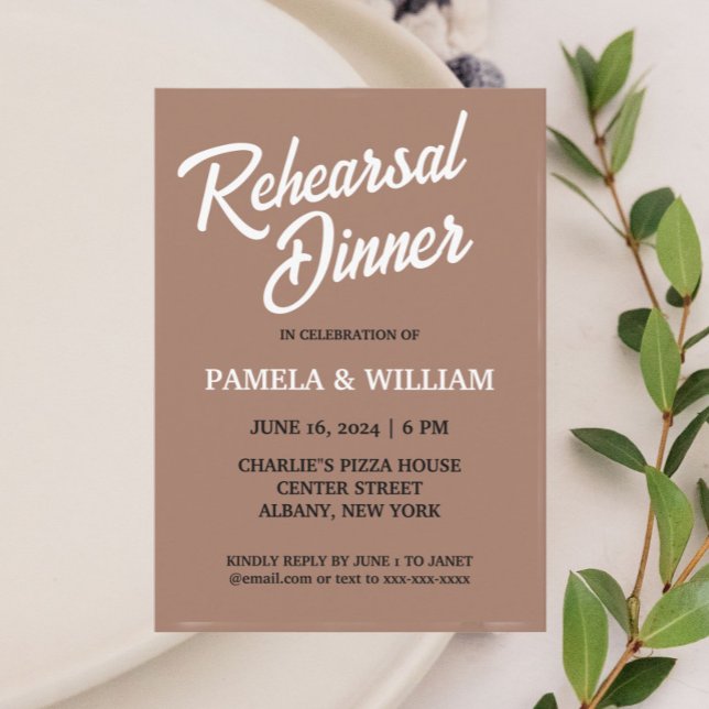 Invitation Dîner de répétition Mariage Mocha Simple Style (In Situ Wedding)