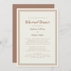 Invitation Dîner de répétition mariage Moderne Rustique Mocha