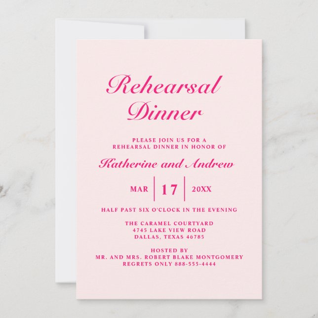 Invitation Dîner de répétition Mariage moderne simple et élég (Devant)
