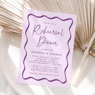 Invitation Dîner de répétition Mariage moderne violet