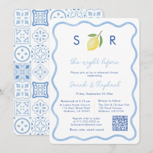 Invitation Dîner de répétition Mariage Monogram Lemon moderne