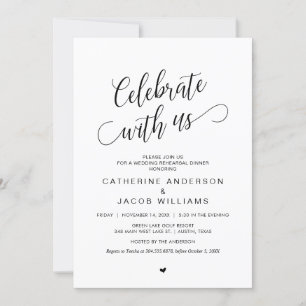 Invitation Dîner De Répétition mariage, Noir Classique Simple