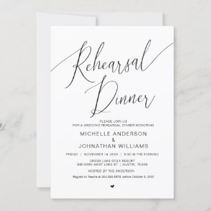 Invitation Dîner de répétition mariage, Noir moderne simple