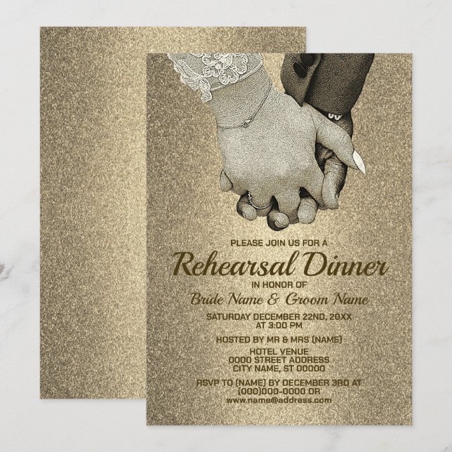 Invitation Dîner de répétition Mariage Parties scintillant d' (Devant / Derrière)