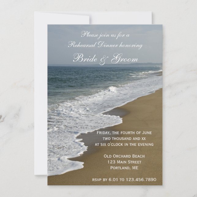 Invitation Dîner de répétition Mariage plage et océan (Devant)