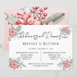 Invitation Dîner de répétition Mariage Poinsettia peint