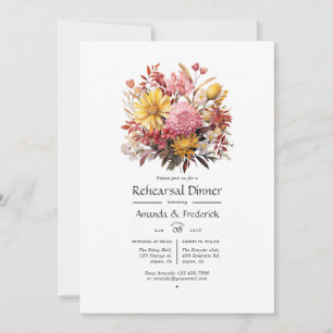 Invitation Dîner de répétition Mariage rose et jaune