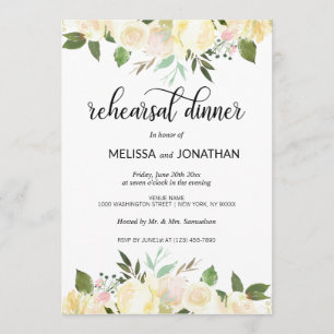 Invitation Dîner de répétition Mariage rose floral