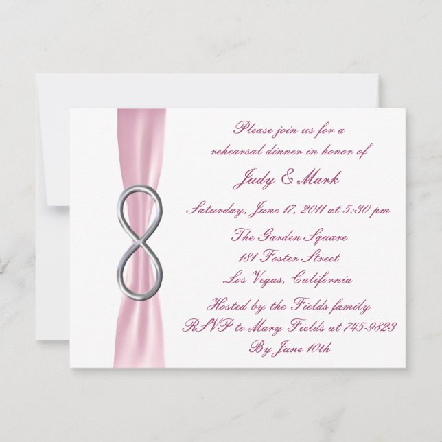 Invitation Dîner de répétition Mariage rose Infinity Invitati (Devant)
