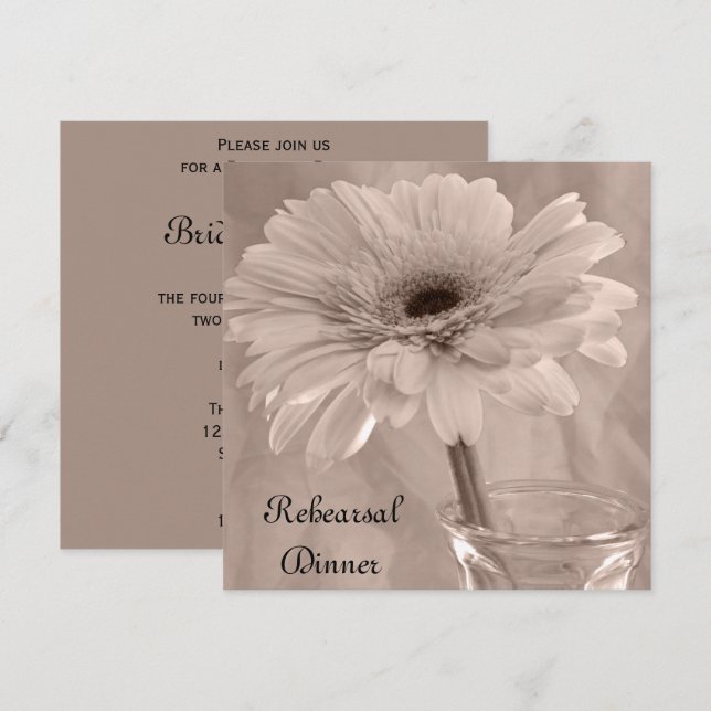 Invitation Dîner de répétition Mariage rose pâle (Devant / Derrière)