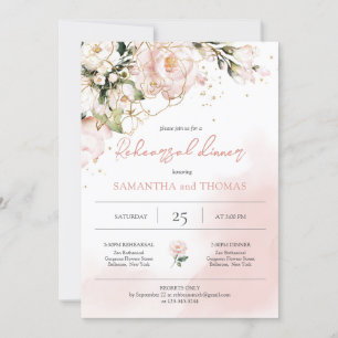 Invitation Dîner de répétition Mariage rose pâle Boho