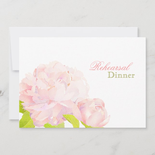 Invitation Dîner de répétition Mariage rose Peony (Devant)
