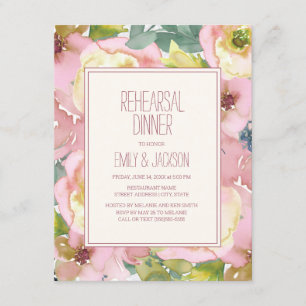 Invitation Dîner de répétition Mariage rose vif