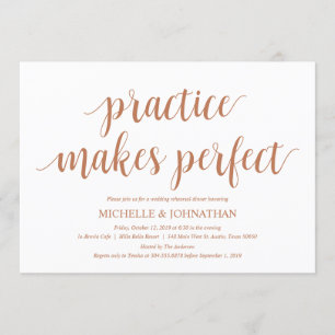 Invitation Dîner de répétition Mariage russe, cuivre moderne
