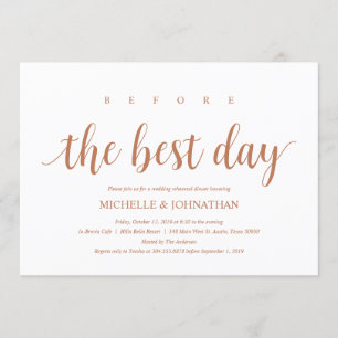 Invitation Dîner de répétition Mariage russe, cuivre moderne