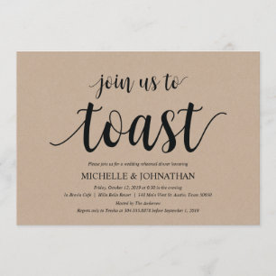 Invitation Dîner de répétition Mariage Rustic Kraft Invitatio