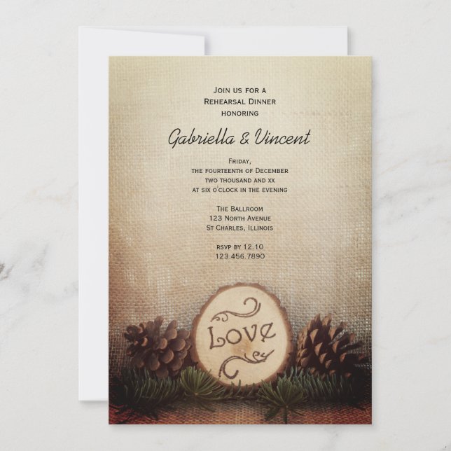 Invitation Dîner de répétition Mariage Rustic Pines Woodland (Devant)
