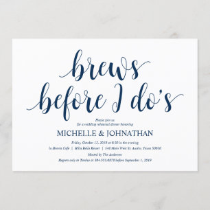 Invitation Dîner de répétition Mariage rustique, bleu marine