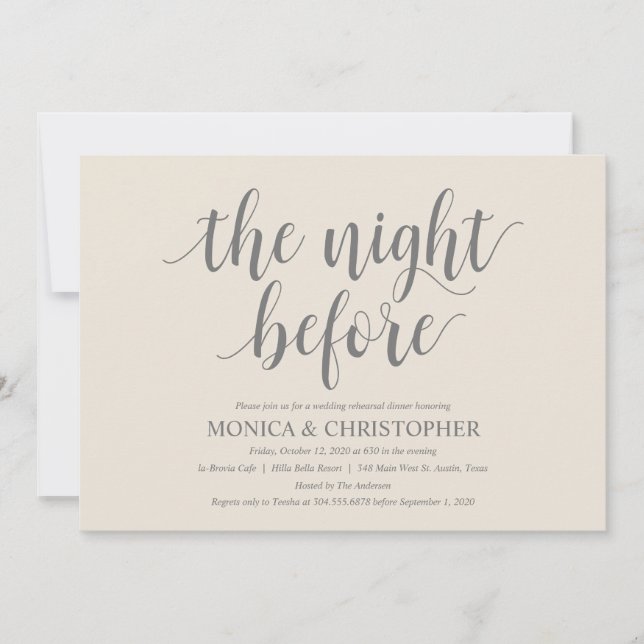 Invitation Dîner de répétition Mariage rustique Célébration (Devant)