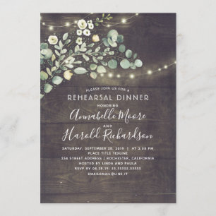 Invitation Dîner de répétition Mariage rustique Country Green
