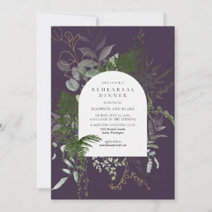 Invitation Dîner de répétition Mariage sauvage vert pourpre