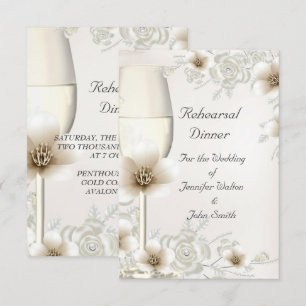 Invitation Dîner de répétition Mariage Sepia Cream Rose Bloss