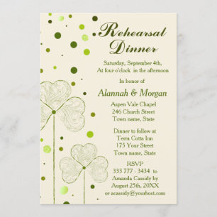 Invitation Dîner de répétition Mariage shamrock Pois