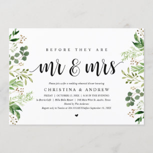 Invitation Dîner de répétition Mariage, verdure moderne