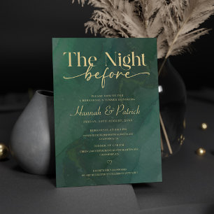 Invitation Dîner de répétition Mariage vert Watercolo