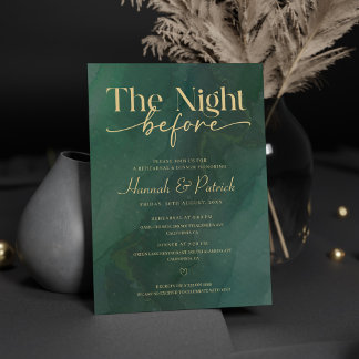 Invitation Dîner de répétition Mariage vert Watercolo