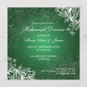 Invitation Dîner de répétition Mariage Vintage vert