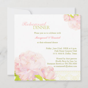 Invitation Dîner de répétition Mariage Watercolor Peony