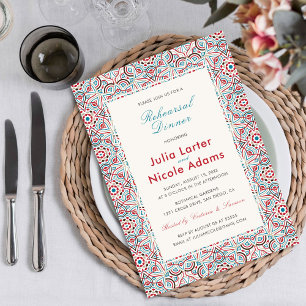 Invitation Dîner de répétition métallique géométrique scintil