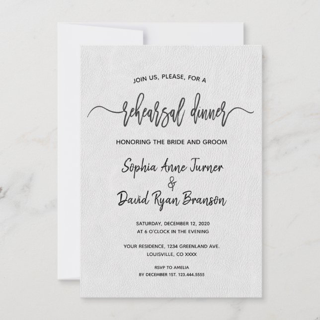 Invitation Dîner de répétition minimal d'écriture manuscrite  (Devant)