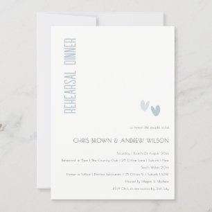 Invitation Dîner de répétition minimal Élégant Dusky Blue Hea