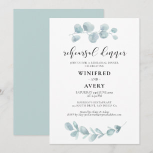 Invitation Dîner de répétition minimaliste aquarelle