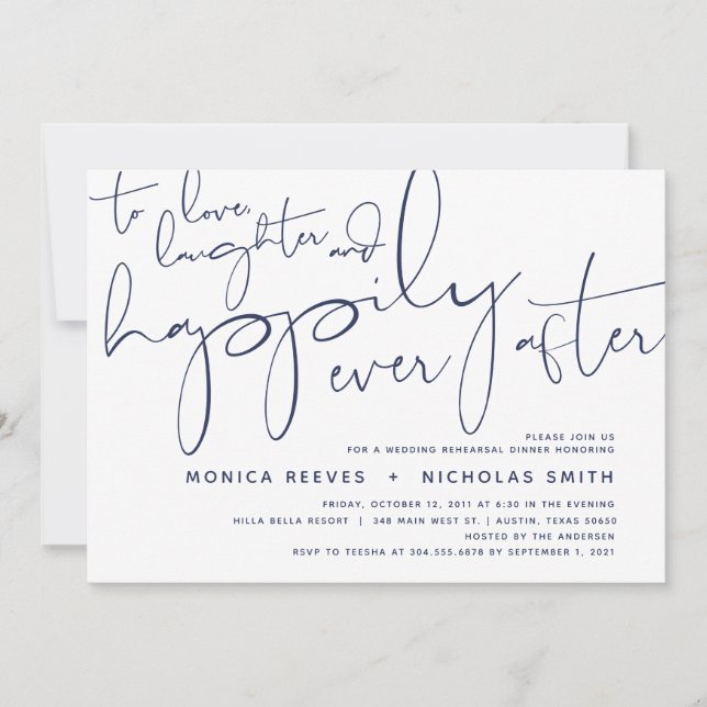 Invitation Dîner de répétition minimaliste des Mariages de sc (Devant)
