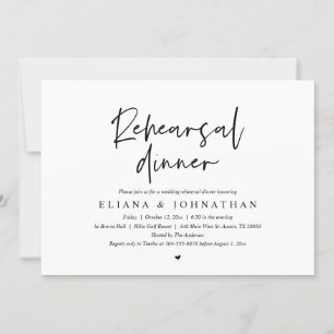Invitation Dîner de répétition minimaliste et Mariage moderne
