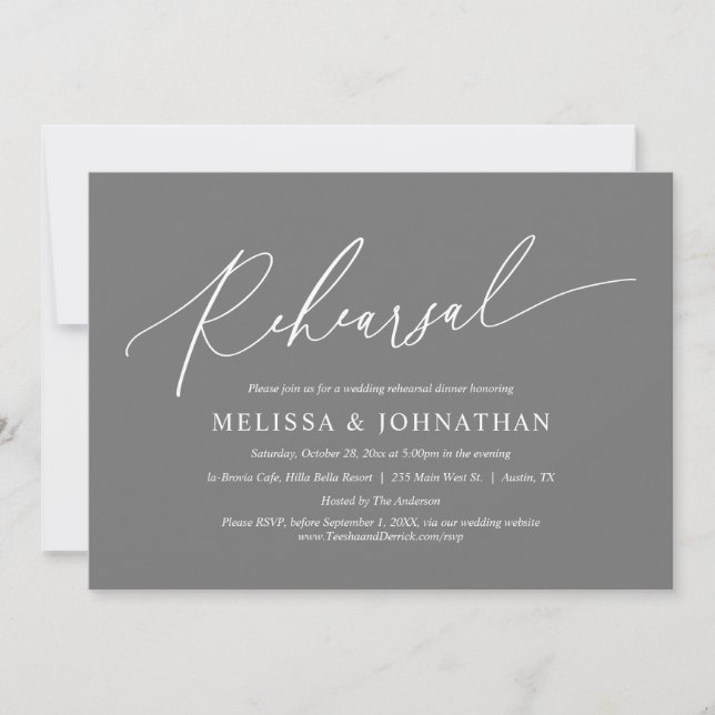 Invitation Dîner de répétition minimaliste et Mariage moderne (Devant)