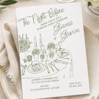 Invitation Dîner de répétition minimaliste | Mariage élégant