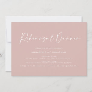 Invitation Dîner de répétition minimaliste Mariage rose moder