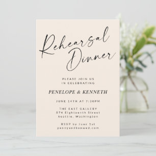 Invitation Dîner de répétition minimaliste moderne en crème d