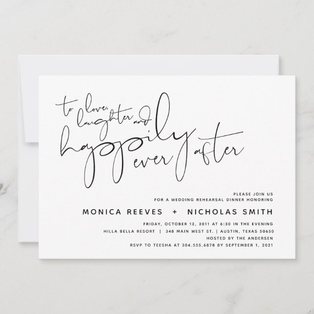 Invitation Dîner de répétition minimaliste pour Mariage de sc (Devant)