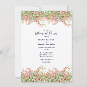 Invitation Dîner de répétition minimaliste Simple vigne rose