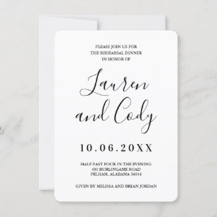 Invitation Dîner de répétition moderne blanc et noir Invitati
